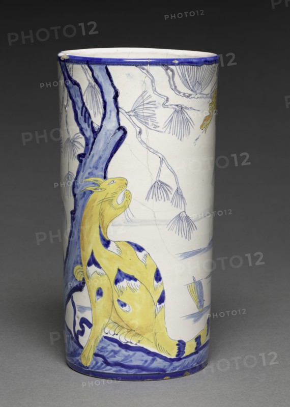 Vase, c. 1885. Emile Gallé (French, 1846-1904). Earthenware; diameter: 12.7 cm (5 in.); overall: 25.3 cm (9 15/16 in.).