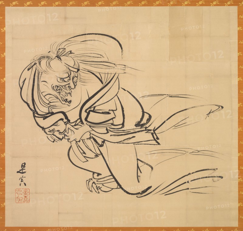 Ibaraki, c. 1840. Shibata Zeshin (Japanese, 1807-1891). Hanging scroll, ink on paper; overall: 214.6 x 195.5 cm (84 1/2 x 76 15/16 in.); mounted: 205.2 x 185.2 cm (80 13/16 x 72 15/16 in.); painting only: 161 x 172.2 cm (63 3/8 x 67 13/16 in.).