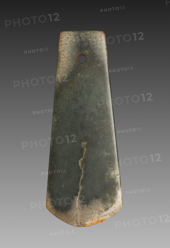 Ceremonial Axe (Fu), c. 1900-1500 BC. China, Erlitou Culture (c. 1900-1500 BC). Jade (nephrite); overall: 10.5 x 0.5 cm (4 1/8 x 3/16 in.).