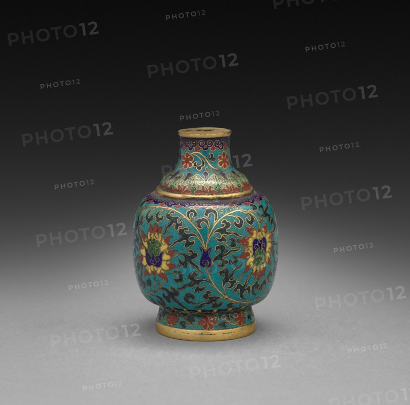 Snuff Bottle with Floral Scrolls, 1736-1795. China, Qing dynasty (1644-1912), Qianlong mark and reign (1735-1795). Cloisonné enamel; overall: 7 cm (2 3/4 in.).