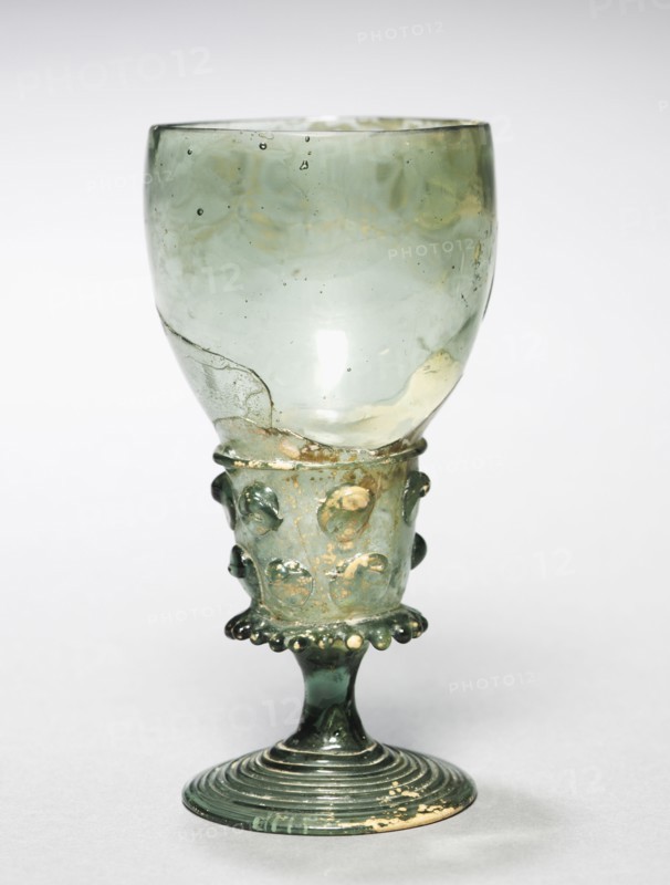 Goblet (Berkemeyer), c. 1525-1550. Germany, 16th century. Green glass; overall: 12.6 cm (4 15/16 in.)