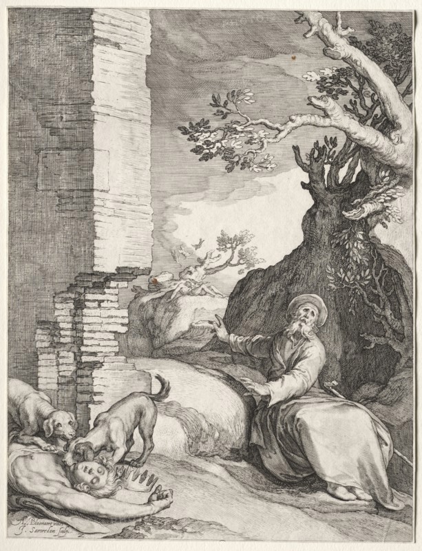Scenes of the Prophet Ahijah: The Prediction of Ahijah, 1604. Jan Saenredam (Dutch, 1565-1607), Jan Saenredam (Dutch, 1565-1607), after Abraham Bloemaert (Dutch, 1564-1651). Engraving; sheet: 25.5 x 19.5 cm (10 1/16 x 7 11/16 in.)