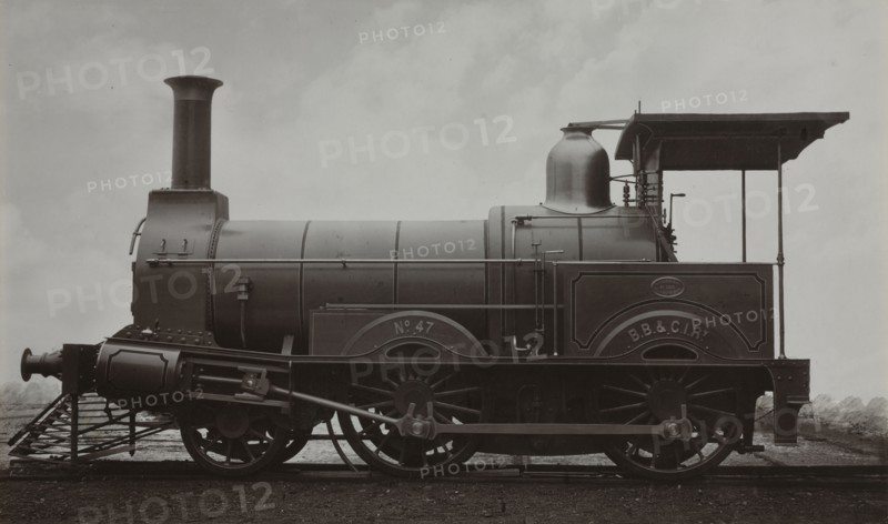 Locomotive, c. 1880s. John (British) Stuart (British, 1831-1907). Albumen print from wet collodion negative; image: 20.3 x 34.3 cm (8 x 13 1/2 in.); matted: 40.6 x 50.8 cm (16 x 20 in.)