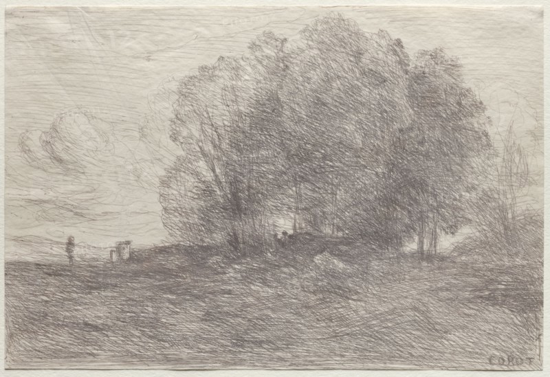 Group of Trees, 1858. Jean Baptiste Camille Corot (French, 1796-1875). Cliché-verre; sheet: 15.5 x 22.9 cm (6 1/8 x 9 in.)