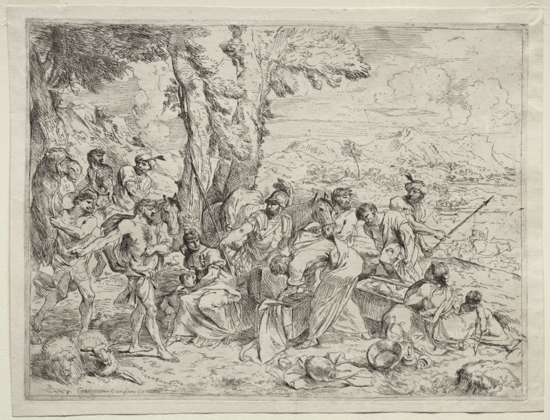 Laban Searching for Idols in Rachel's Baggage, c. 1635. Giovanni Benedetto Castiglione (Italian, 1609-1664). Etching