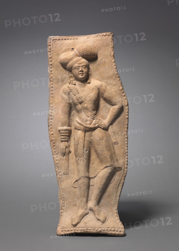 Male Figure, 1st Century BC. India, Chandraketugarh (West Bengal), Sunga Period. Molded terracotta plaque; overall: 38.1 x 15.9 cm (15 x 6 1/4 in.).