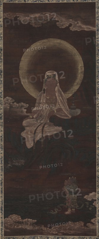 Avalokitesvara, c. 1500. Chinese, Ming dynasty (1368-1644). Hanging scroll; ink, gold, silver and color and cut gold-leaf on silk; overall: 188.9 x 64.8 cm (74 3/8 x 25 1/2 in.); painting: 104.5 x 41.9 cm (41 1/8 x 16 1/2 in.).