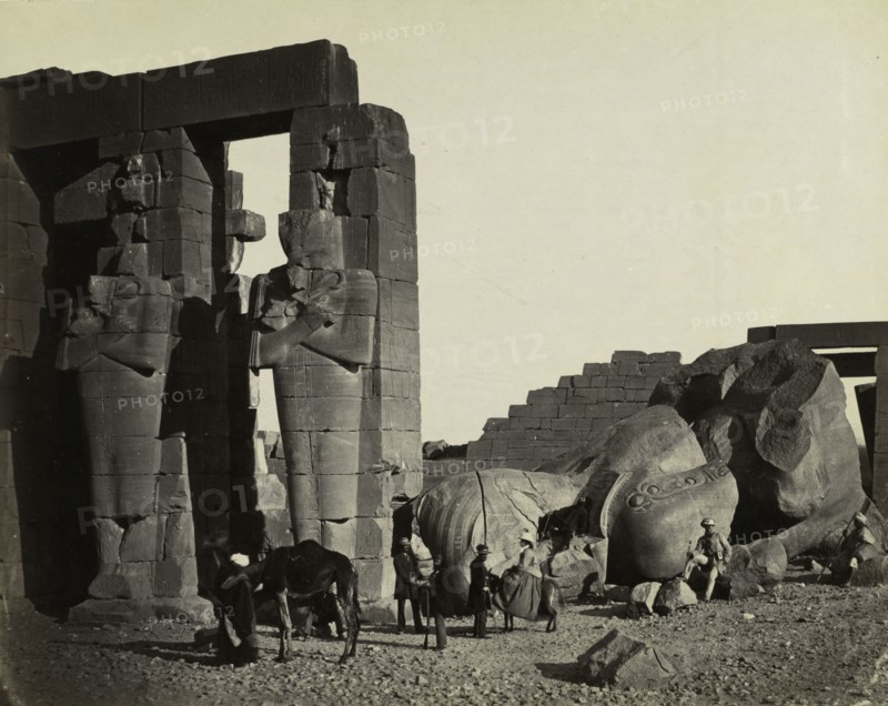 Egypt, Sinai and Jerusalem: A Series of Twenty Photographic Views, with Descriptions by Mrs. Poole and Reginald Stuart Poole: Fallen Statue at the Ramesseum, Thebes, 1857. Francis Frith (British, 1822-1898), William Mackenzie. Albumen print from wet collodion negative; image: 38.3 x 48.2 cm (15 1/16 x 19 in.); matted: 61 x 76.2 cm (24 x 30 in.)