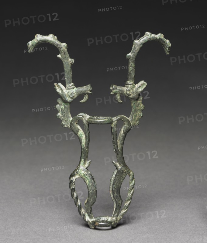 Ibex Standard Finial, c. 700-600 BC. Luristan, Iran, c. 700-600 BC. Bronze; overall: 13.5 x 9.7 x 1.9 cm (5 5/16 x 3 13/16 x 3/4 in.).