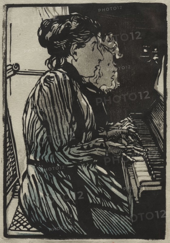 Etude a Quatre Mains, 1890. Auguste Louis Lepère (French, 1849-1918). Color woodcut