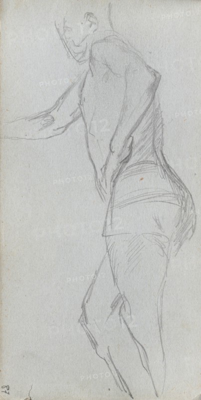 Sketchbook, page 87: Figure Study. Ernest Meissonier (French, 1815-1891). Graphite;