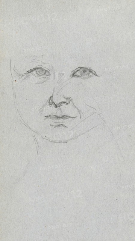 Sketchbook, page 59: Study of a Face. Ernest Meissonier (French, 1815-1891). Graphite;