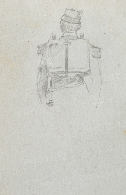 Sketchbook, page 08: Study of a Soldier from behind. Ernest Meissonier (French, 1815-1891). Graphite;