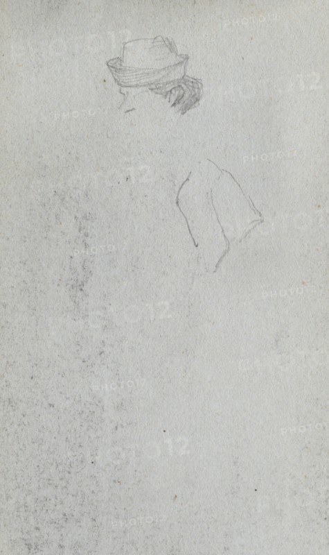 Sketchbook, page 35: Study of a Head. Ernest Meissonier (French, 1815-1891). Graphite;