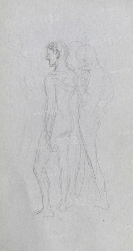 Sketchbook, page 92: Two Nudes. Ernest Meissonier (French, 1815-1891). Graphite;