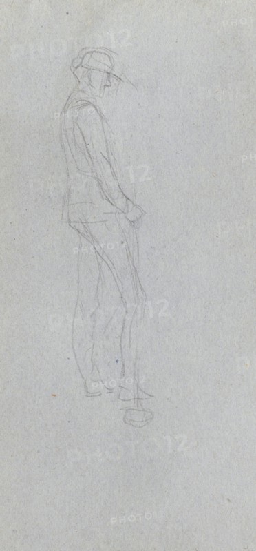 Sketchbook, page 11: Figure in Profile. Ernest Meissonier (French, 1815-1891). Graphite;