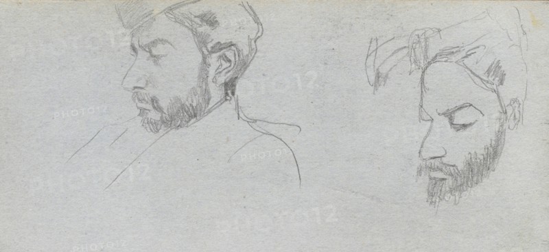 Sketchbook, page 65: Study of Faces in Profile. Ernest Meissonier (French, 1815-1891). Graphite;