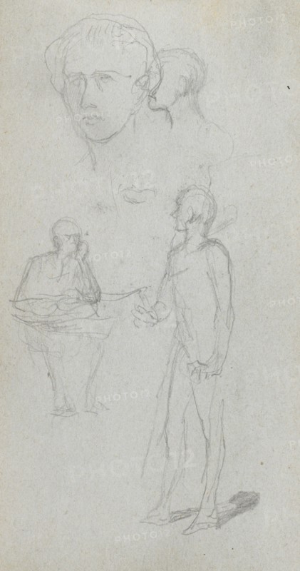 Sketchbook, page 12: Multiple Figures. Ernest Meissonier (French, 1815-1891). Graphite