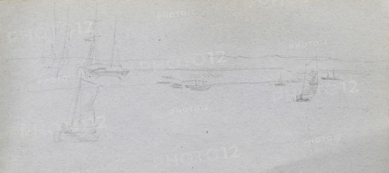 Sketchbook, page 94: Seascape. Ernest Meissonier (French, 1815-1891). Graphite;