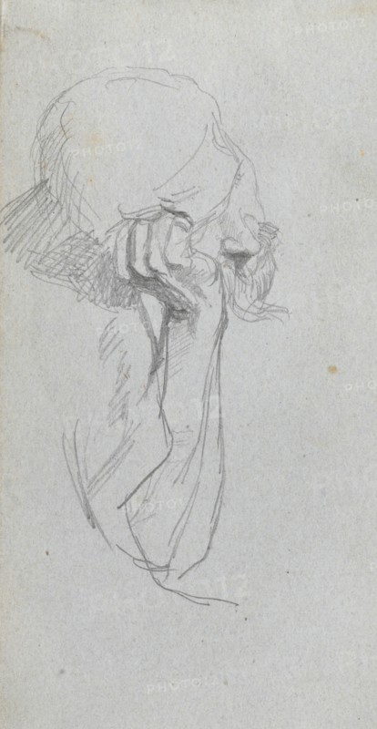 Sketchbook, page 16: Melancholy Figure . Ernest Meissonier (French, 1815-1891). Graphite