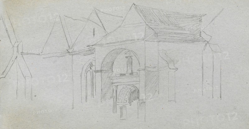 Sketchbook, page 22: Architectural Study. Ernest Meissonier (French, 1815-1891). Graphite;