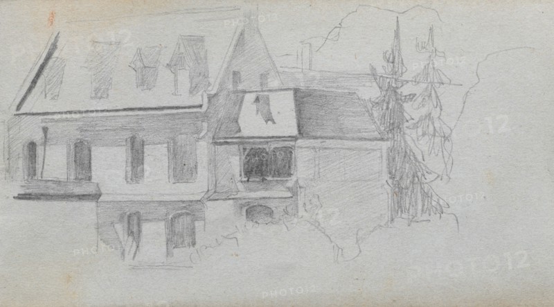 Sketchbook, page 49: Architechural Study. Ernest Meissonier (French, 1815-1891). Graphite