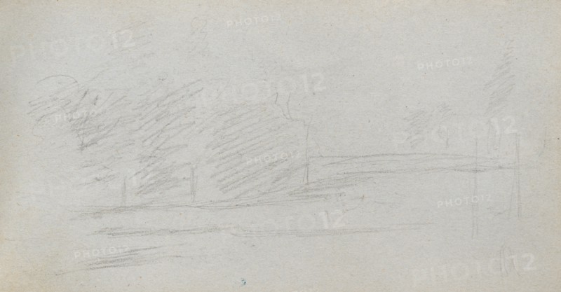 Sketchbook, page 78: Landscape Study. Ernest Meissonier (French, 1815-1891). Graphite;