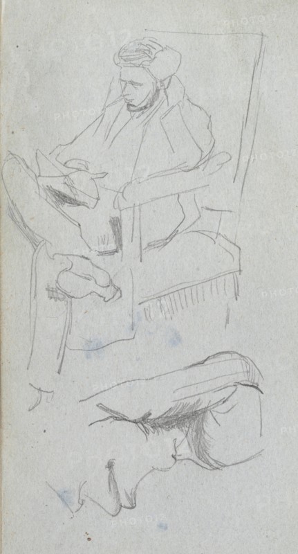 Sketchbook, page 24: Seated Male Figure. Ernest Meissonier (French, 1815-1891). Graphite;