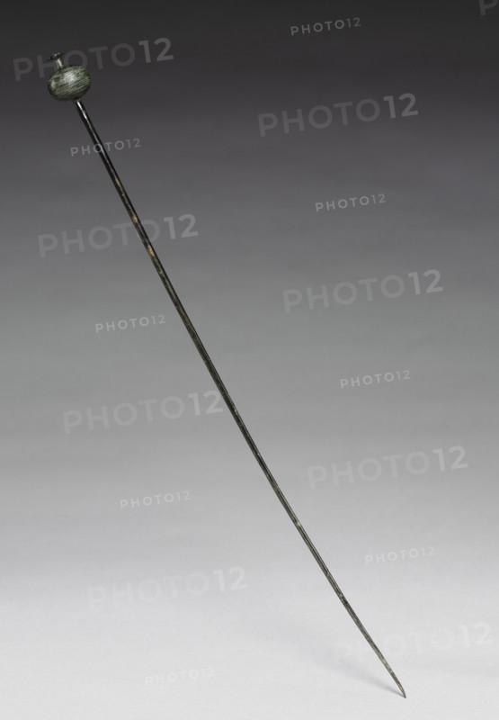 Garment Pin, c. 1400 BC. Possibly Hungary, Bronze Age, c. 2500-800 BC. Cast and wrought bronze; overall: 41.3 x 2 cm (16 1/4 x 13/16 in.).