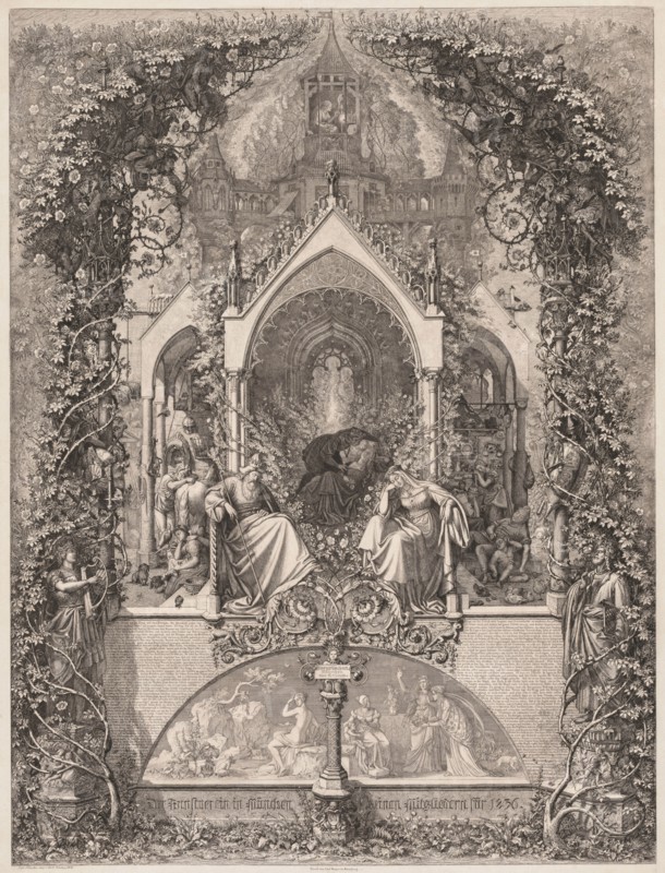 Briar Rose (Dornröschen), 1836. Eugen Napoleon Neureuther (German, 1806-1862). Etching