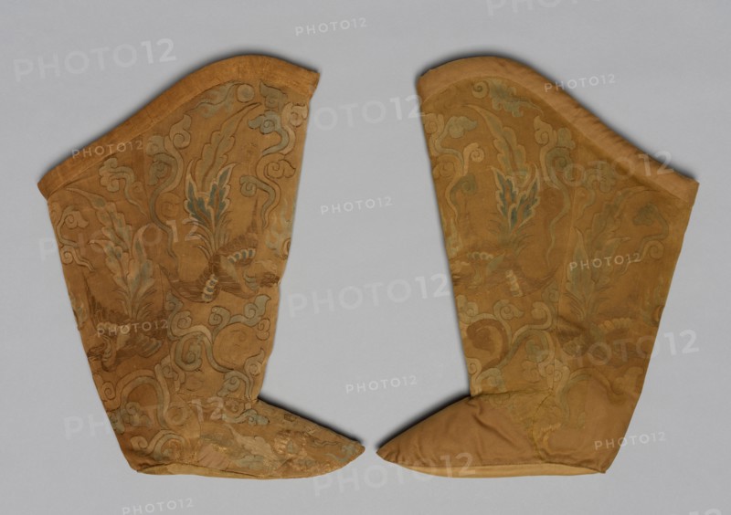 Pair of Boots, 907-1125. Northern China, Liao dynasty (907-1125). Silk: tapestry weave; two kinds of metal threads; overall: 47.5 x 30.8 cm (18 11/16 x 12 1/8 in.)