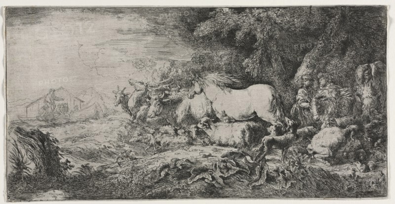 Noah and the Animals Entering the Ark, 1650-1655. Giovanni Benedetto Castiglione (Italian, 1609-1664). Etching