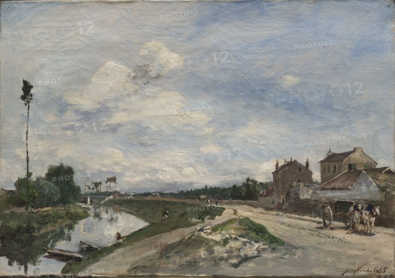 The Seine at Bas-Meudon, 1865. Johan Barthold Jongkind (Dutch, 1819-1891). Oil on fabric; framed: 55.6 x 69.5 x 11.1 cm (21 7/8 x 27 3/8 x 4 3/8 in.); unframed: 34.1 x 48.1 cm (13 7/16 x 18 15/16 in.)
