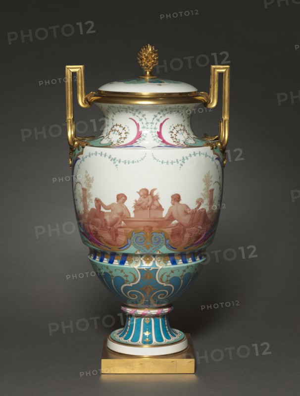 Vase, Feuille d'Eau, 1858-1862. Sèvres Porcelain Manufactory (French, est. 1740), Paul Marie Roussel (French, 1804-1877), Emile Renard (French). Porcelain with gilt bronze mounts; overall: 54.6 x 27.3 x 25.7 cm (21 1/2 x 10 3/4 x 10 1/8 in.).