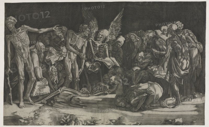 Allegory of Death and Fame, 1518. Agostino Musi (Italian, 1490-1540), after Rosso Fiorentino (Italian, 1494-1540). Engraving; sheet: 30.9 x 50.8 cm (12 3/16 x 20 in.); secondary support: 41.2 x 61.2 cm (16 1/4 x 24 1/8 in.)