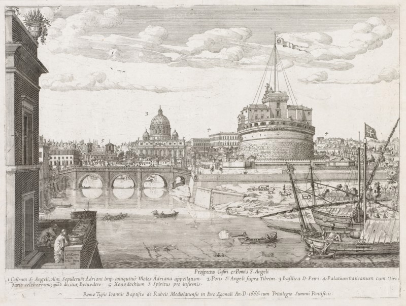 St. Angelo from "Prospectus Locurum Urbis Romae Insign[ium], 1666. Lievin Cruyl (Flemish, c. 1640-c. 1720). Etching