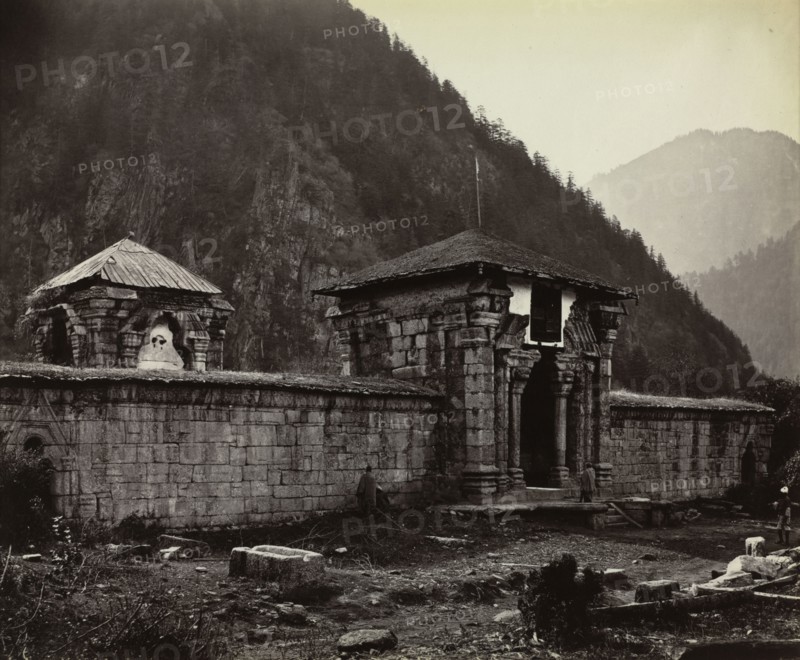 Temple at Naveshera, Kashmir, India, 1864. Samuel Bourne (British, 1834-1912). Albumen print from wet collodion negative; image: 24 x 28.7 cm (9 7/16 x 11 5/16 in.); matted: 40.6 x 50.8 cm (16 x 20 in.)