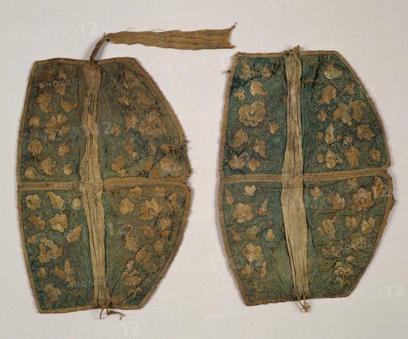 Pair of Headpieces, 907 - 1125. China, Liao dynasty (907-1125). Embroidery, silk; overall: 22.3 x 53.8 cm (8 3/4 x 21 3/16 in.).
