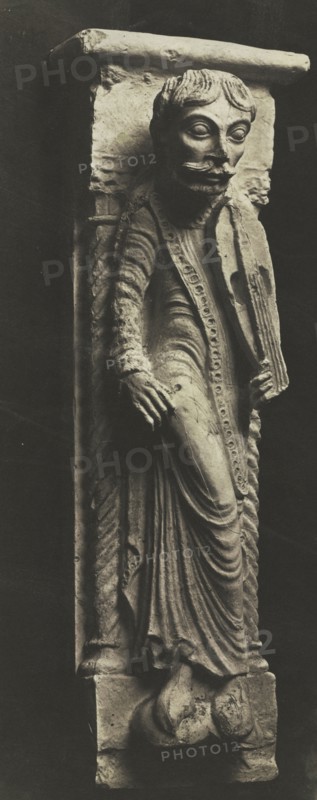 Plaster Cast of Romanesque Sculpture, c. 1854. Unidentified Photographer. Salted paper print from wet collodion negative; image: 36.9 x 16 cm (14 1/2 x 6 5/16 in.); matted: 50.8 x 40.6 cm (20 x 16 in.)