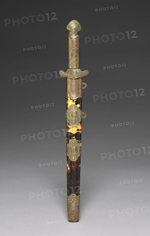 Dagger and Scabbard, 1800s. Metal; overall: 42.5 cm (16 3/4 in.); hilt: 6.4 cm (2 1/2 in.); scabbard: 31.2 cm (12 5/16 in.).