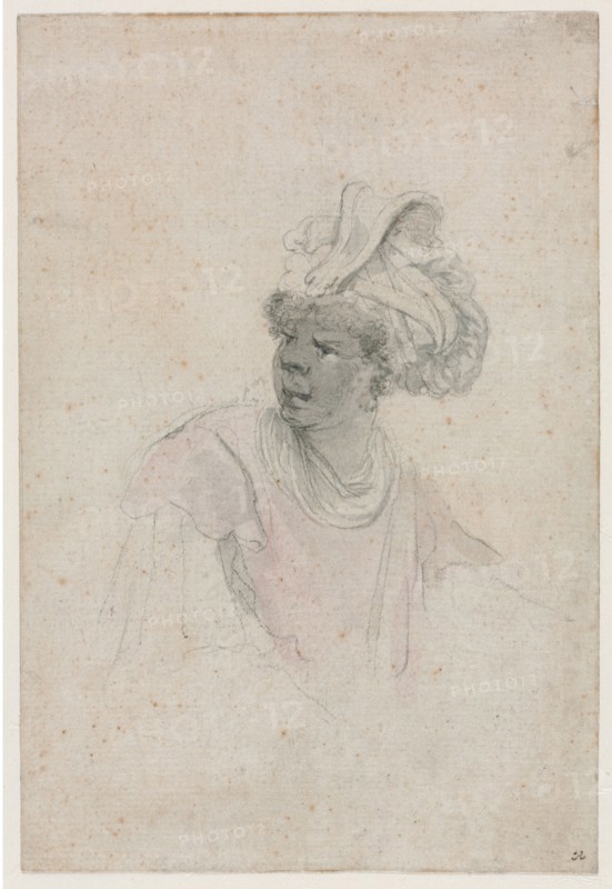 Study of a Moor, Facing to the Left, c. 1657. Stefano Della Bella (Italian, 1610-1664). Black chalk with pink and grey washes; sheet: 17.9 x 12.1 cm (7 1/16 x 4 3/4 in.).