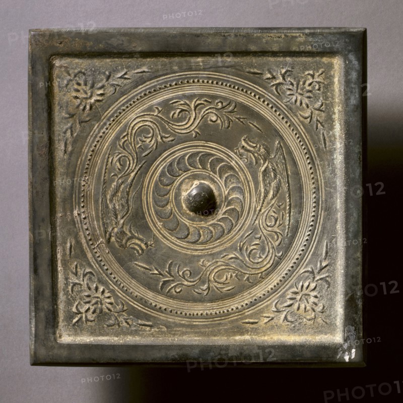 Square Mirror with Two Phoenixes and Floral Sprays, 960-1127. China, Northern Song dynasty (960-1127). Bronze; overall: 0.8 x 16.2 cm (5/16 x 6 3/8 in.); rim: 0.5 cm (3/16 in.).