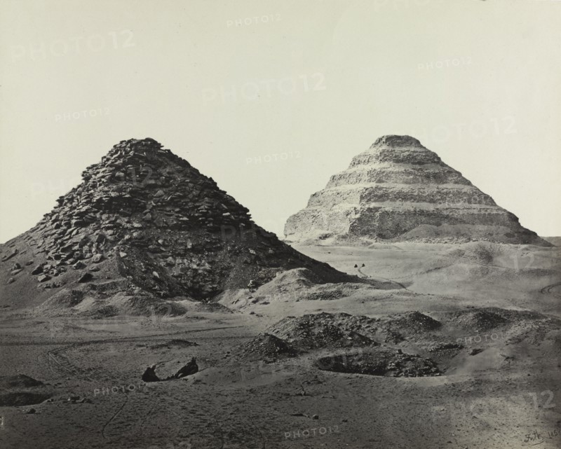 Egypt, Sinai and Jerusalem: A Series of Twenty Photographic Views, with Descriptions by Mrs. Poole and Reginald Stuart Poole: The Pyramids of Saqqara, from the Northeast, 1858. Francis Frith (British, 1822-1898), William Mackenzie. Albumen print from wet collodion negative; image: 38.2 x 47.7 cm (15 1/16 x 18 3/4 in.); matted: 61 x 76.2 cm (24 x 30 in.)