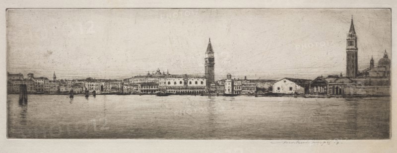 St. Mark's Basin, Venice, 1910. Mortimer Menpes (British, 1860-1938). Etching; sheet: 14.7 x 34.1 cm (5 13/16 x 13 7/16 in.); platemark: 10.4 x 30.4 cm (4 1/8 x 11 15/16 in.)
