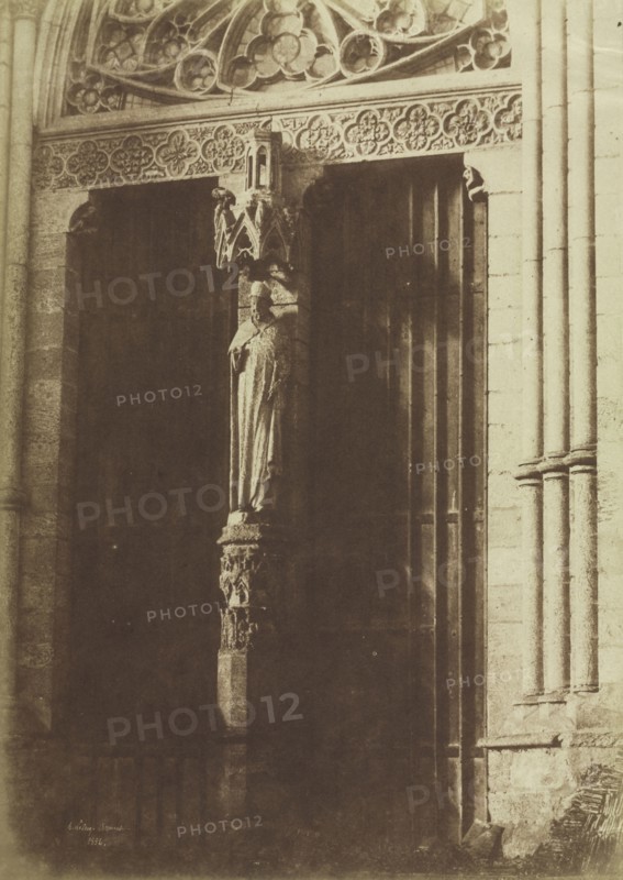 Amiens, Northern Façade of the Transept, 1852. Henri Le Secq (French, 1818-1882). Salted paper print from calotype negative; image: 32.3 x 23.2 cm (12 11/16 x 9 1/8 in.); matted: 61 x 50.8 cm (24 x 20 in.)