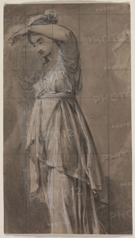 Study for Penelope, c. 1806. Anicet Charles Gabriel Lemonnier (French, 1743-1824). Black chalk heightened with white chalk, with stumping, squared in graphite; sheet: 36.8 x 20.7 cm (14 1/2 x 8 1/8 in.).