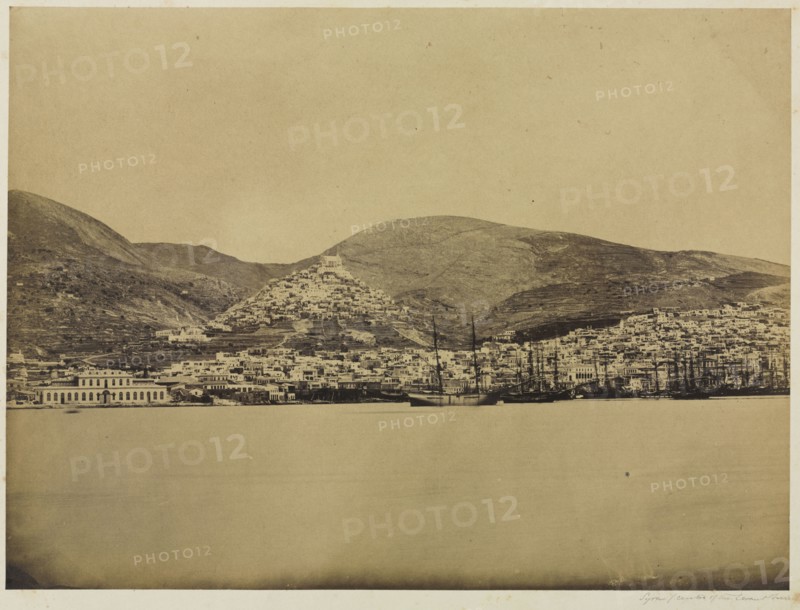 Syros, Center of the Levant Trade, c. 1850s. Unidentified Photographer. Albumen print from wet collodion negative; image: 28.2 x 37.9 cm (11 1/8 x 14 15/16 in.); matted: 50.8 x 61 cm (20 x 24 in.).
