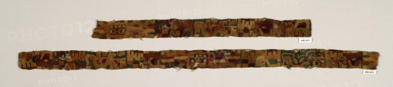 Fragments of a Belt, c. 400. Peru, South Andes, Tiwanaku style, late 4th-early 5th Century. Camelid wool; tapestry; average: 86.5 x 4.7 cm (34 1/16 x 1 7/8 in.)