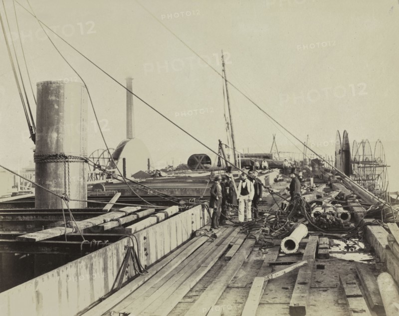 Deck Scene of the Great Eastern, 1857. Robert Howlett (British, 1831-1858). Albumen print from wet collodion negative; image: 28.4 x 36 cm (11 3/16 x 14 3/16 in.); matted: 50.8 x 61 cm (20 x 24 in.)