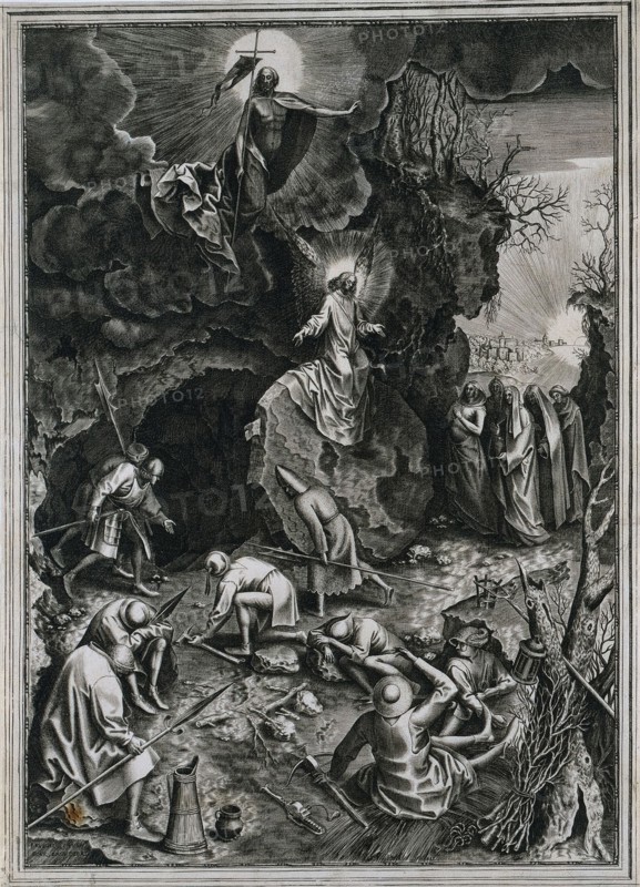 The Resurrection of Christ, c. 1562. Philip Galle (Flemish, 1537-1612), after Pieter Bruegel (Flemish, 1527/8-1569). Engraving; sheet: 45.8 x 32.8 cm (18 1/16 x 12 15/16 in.)
